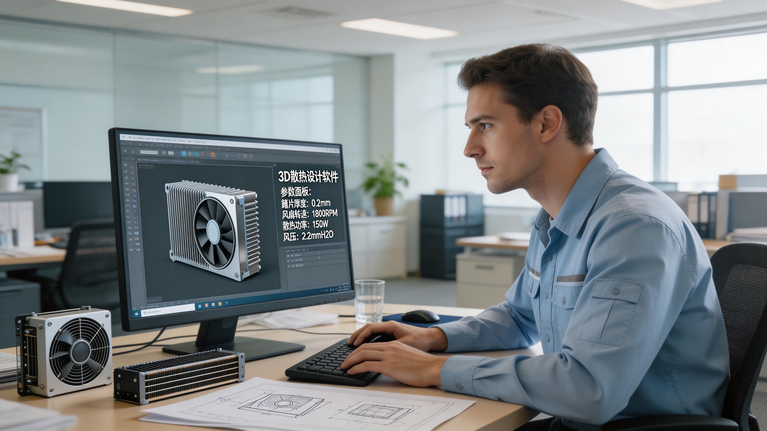 jimeng-2026-03-30-8708-工程师使用散热器设计免费在线软件的工作场景,工程师坐在电脑前操作软件,屏幕上显示....png